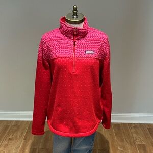 Vineyard Vines Red Patterned Quarter-Zip Sweatshirt
